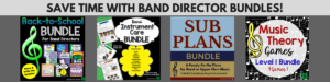 Band Director Resources, rehearsal ideas, beginning band ideas, music theory games, music sub lesson plans and more!