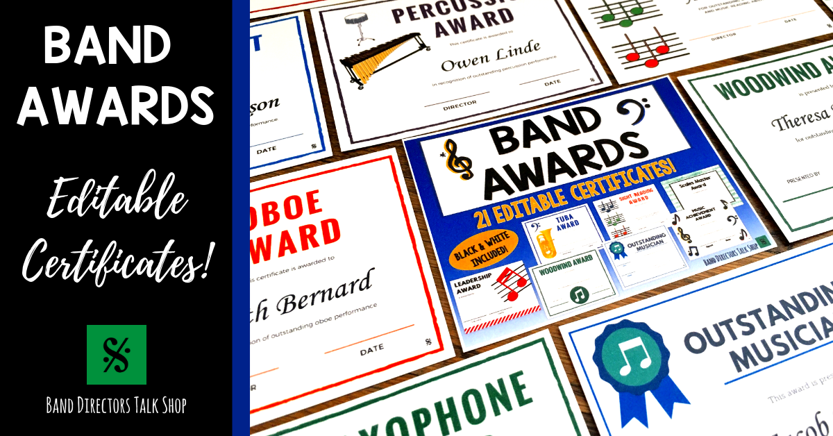 End of Year Band Award Certificates