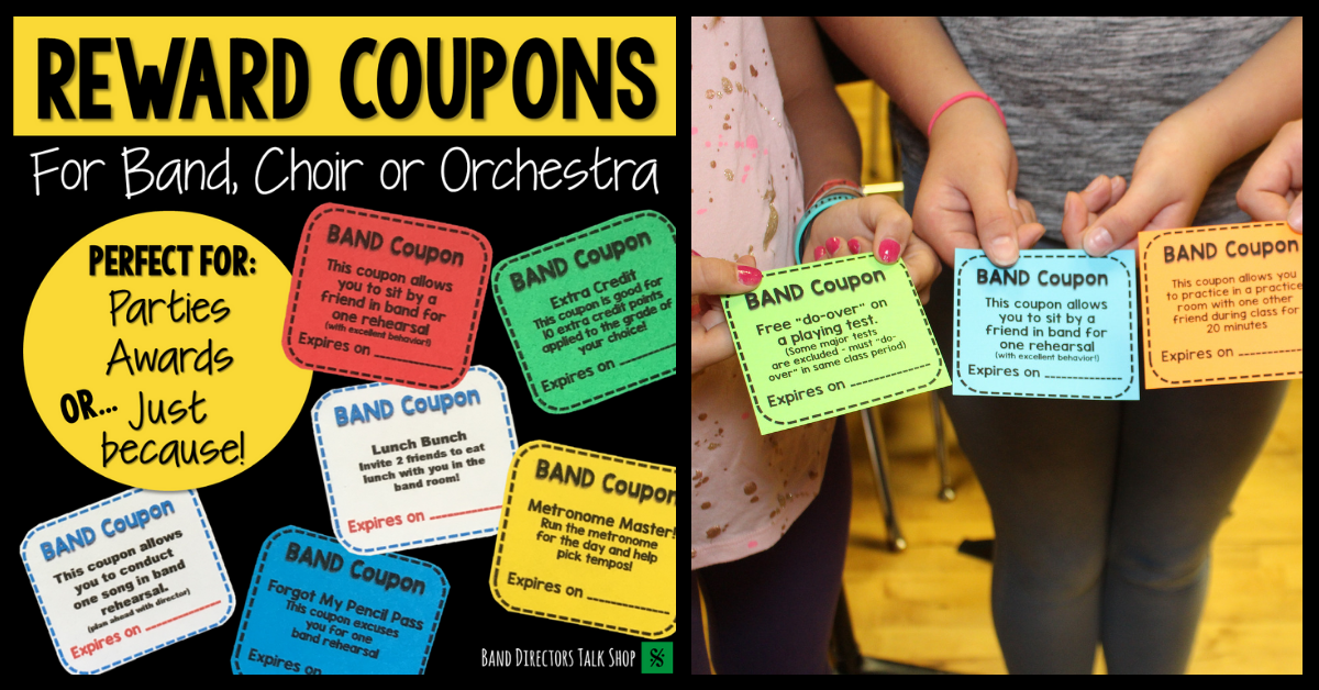 Reward coupons for band