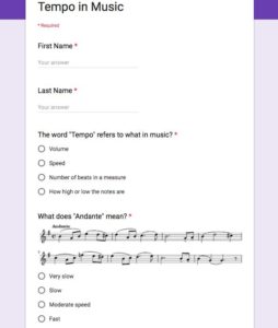google forms for band assessment 