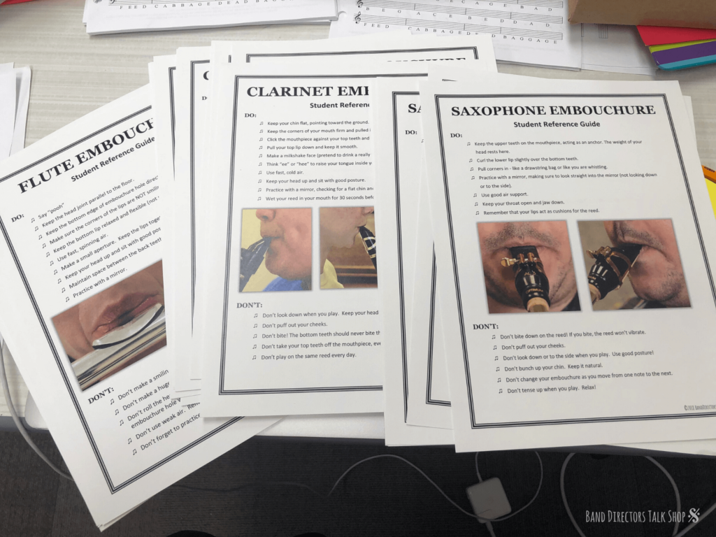 Embouchure Student Reference Sheets