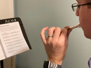 Practicing with trumpet mouthpiece