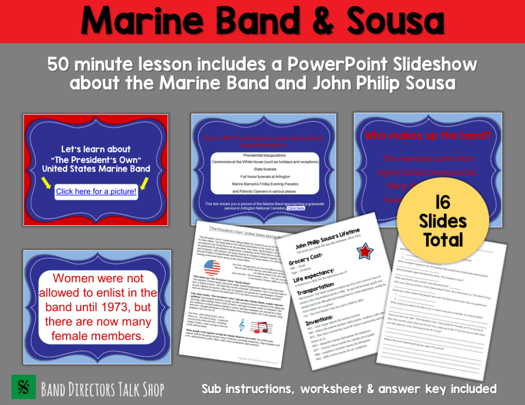 Marine Band and Sousa Music Sub Plan