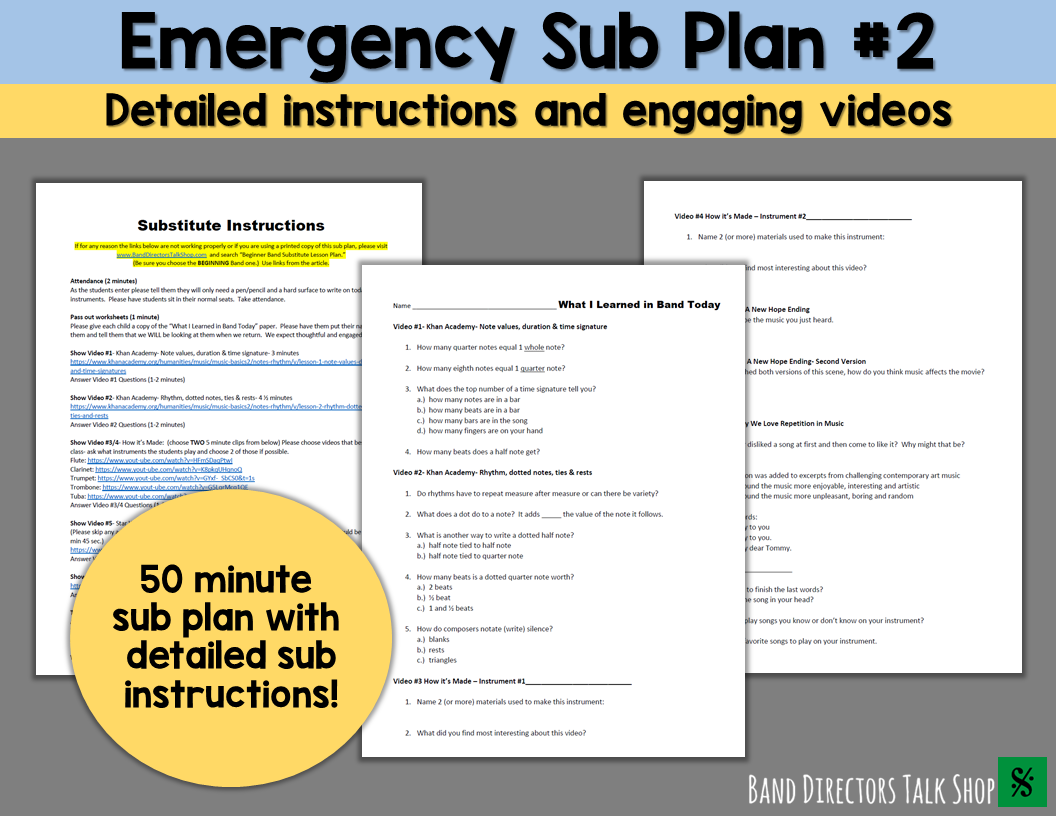 Emergency Sub Plan #2